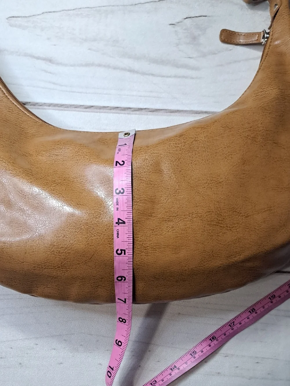 Women's Tan Hobo Shoulder Bag with Silver Ring Accents